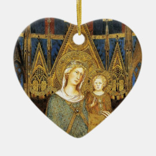 Ornement En Céramique VIERGE AVEC ENFANT, Sapphire Bleu