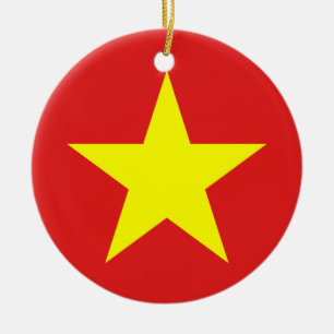 Ornement En Céramique Viêt Nam Drapeau Jaune Star Round Orament