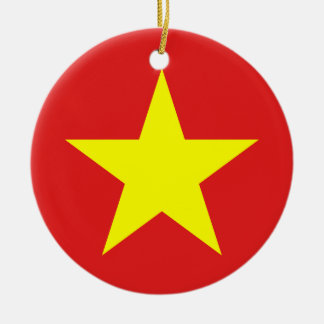 Ornement En Céramique Viêt Nam Drapeau Jaune Star Round Orament