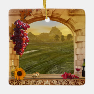 Ornement En Céramique Vignoble personnalisable (Mariage)