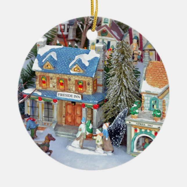 Ornement En Céramique Village de Noël miniature (Devant)