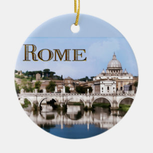 Ornement En Céramique Ville du Vatican vue du texte ROME de rivière   d