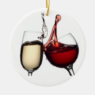 ORNEMENT EN CÉRAMIQUE VIN ET PLUS D'ARBRE À VIN
