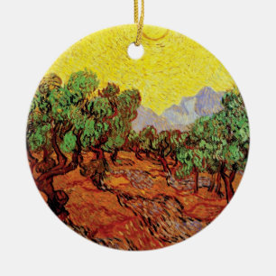 Ornement En Céramique Vincent Van Gogh - Oliviers avec ciel jaune