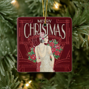 Ornement En Céramique Vintage Art déco femme Noël