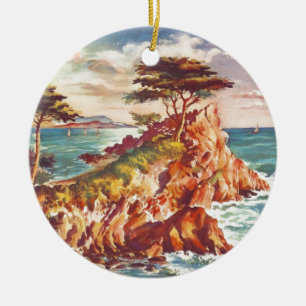 Ornement En Céramique Vintage Monterey Coastline California Tourisme USA