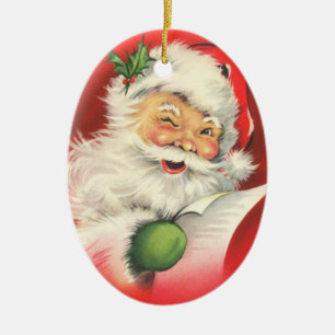 Ornement En Céramique Vintage Noël Santa Claus personnalisable