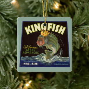 Ornement En Céramique Vintage Product Can Label Art, Kingfish Asparagus