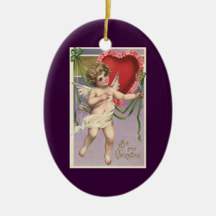 Ornement En Céramique Vintage Saint-Valentin victorienne avec coeur