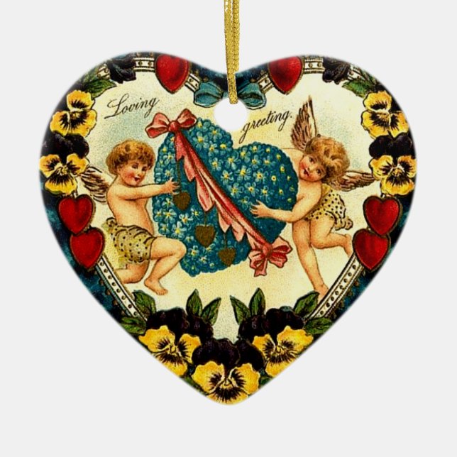 Ornement En Céramique Vintage Valentine Heart (Devant)