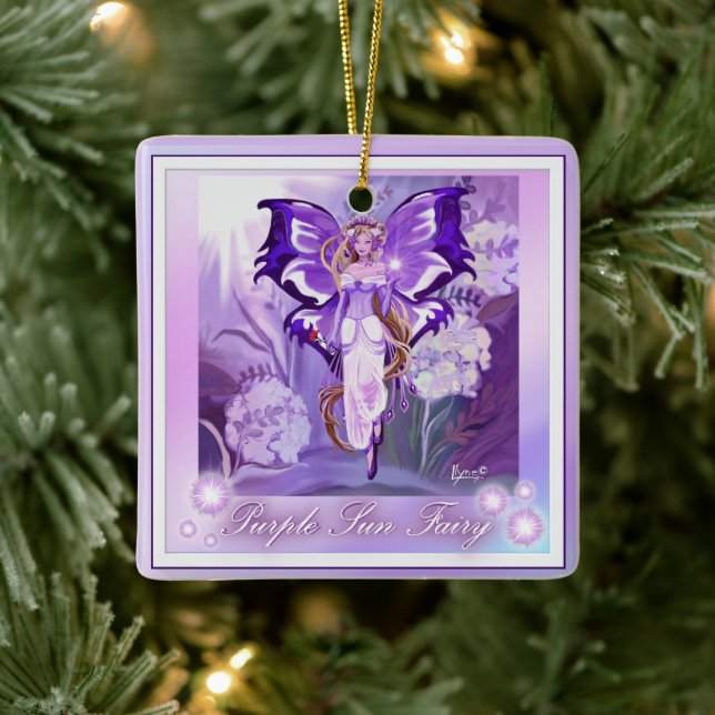 Ornement en céramique violet Sun Fairy (Arbre)