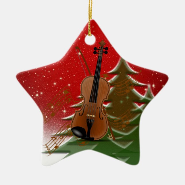 Ornement En Céramique Violon à Noël (Devant)