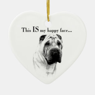 Ornement En Céramique Visage heureux de Shar Pei de Chinois