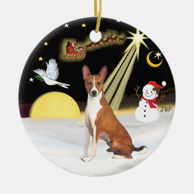 Ornement En Céramique Vol de nuit - Basenji (Devant)