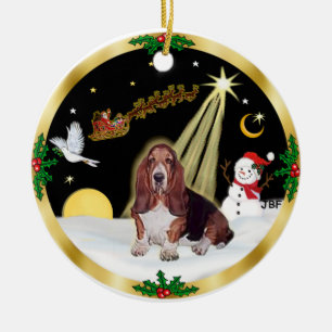 Ornement En Céramique Vol de nuit - Basset Hound