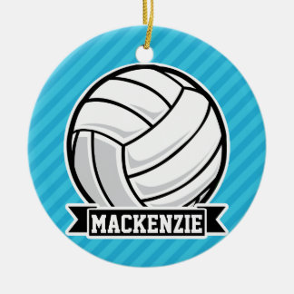 Ornement En Céramique Volley-ball ; Bleu ciel