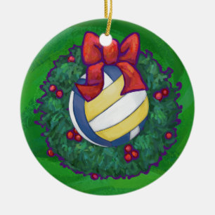 Ornement En Céramique Volleyball Christmas