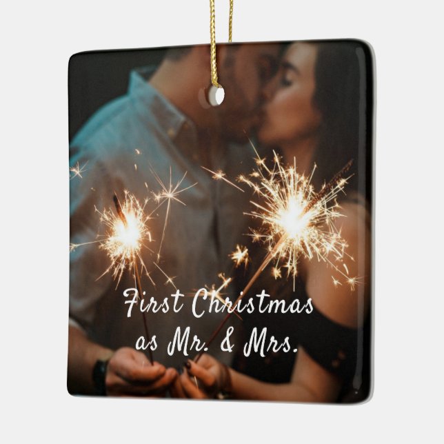Ornement En Céramique Votre photo Premier Mariage de Noël (Gauche)