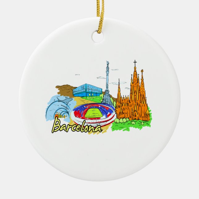 Ornement En Céramique voyage image.png de ville de Barcelone (Devant)