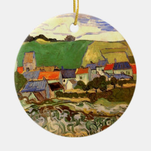Ornement En Céramique Vue d'Auvers, Vincent van Gogh. Joyeux anniversair