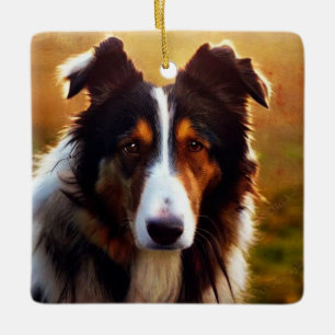 Ornement En Céramique Vue frontale Collie