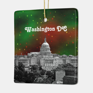 Ornement En Céramique Vue panoramique de Washington DC Ciel étoilé vert