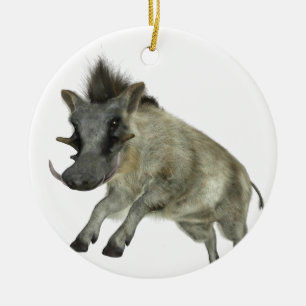 Ornement En Céramique Warthog sautant vers la droite