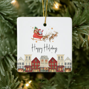Ornement En Céramique Watercolor père Noël jolies fêtes de famille