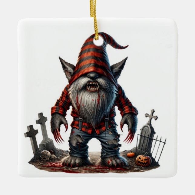 Ornement En Céramique Werewolf Gnome (Devant)