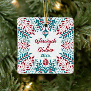 Ornement En Céramique Wèsołych Gódów Kashubian Joyeux Noël
