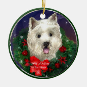 Ornement En Céramique West Highland White Terrier Noël