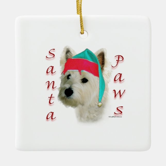 Ornement En Céramique West Highland White Terrier Père Noël Paws (Devant)