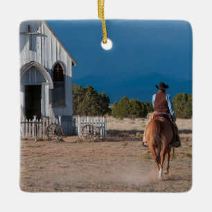 Ornement En Céramique Western Cowboy Équitation À L'Église