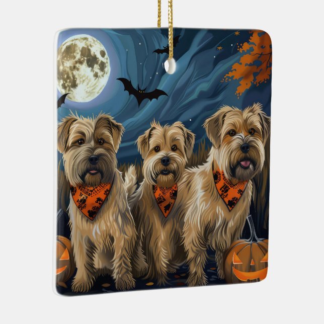 Ornement En Céramique Wheaten Terrier Halloween Éffrayant (Droite)