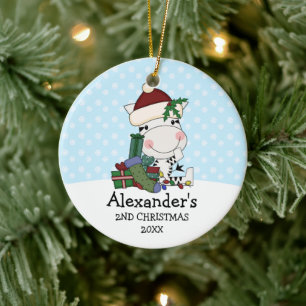 Ornement En Céramique Whimsical 2e Noël Père Noël Zebra Personnalisé