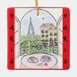 Ornement En Céramique Whimsical Paris and Eiffel Tower French