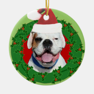 Ornement En Céramique White boxer dog ornament