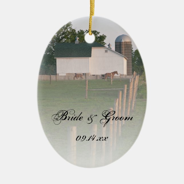 Ornement En Céramique White Country Barn Mariage (Devant)