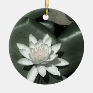 Ornement En Céramique white light pink lotus water lily flower