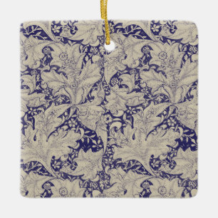 Ornement En Céramique William Morris Motif Giroflée Bleu Antique