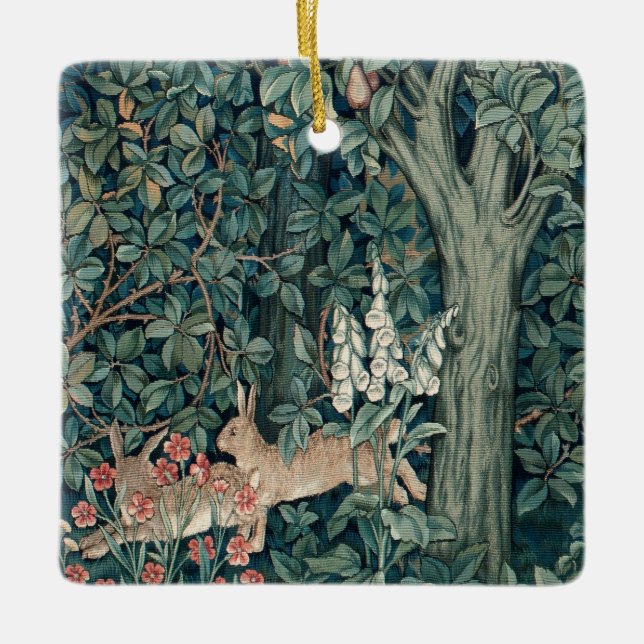 Ornement En Céramique William Morris Woodland Tapestry Rabbits (Devant)