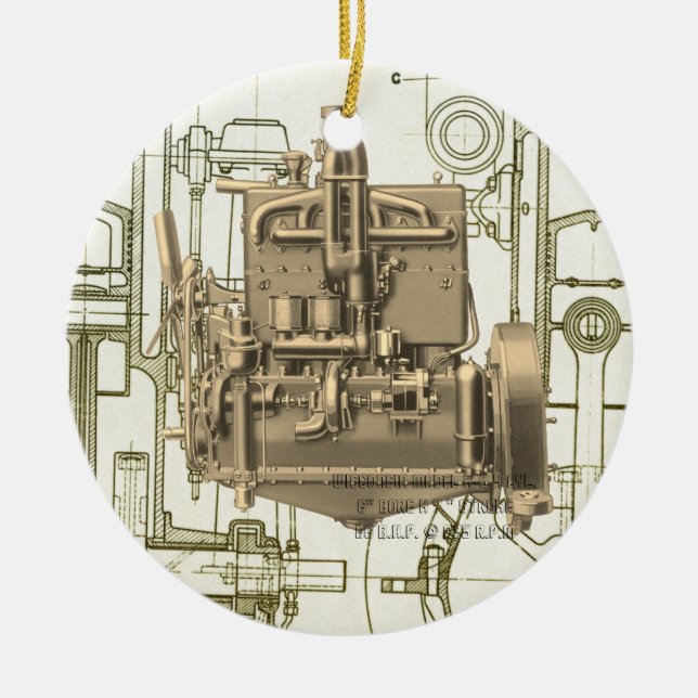 Ornement En Céramique Wisconsin Moteur Milwaukee Wisconsin Moteur à gaz  (Devant)