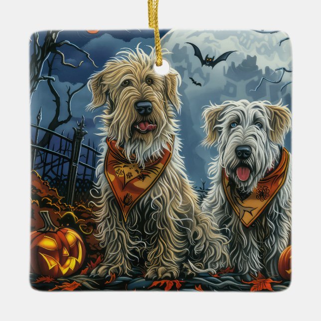 Ornement En Céramique Wolfhound Halloween Éffrayant (Devant)
