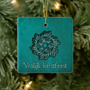 Ornement En Céramique Wreath fractale - Vrolijk kerstfeest