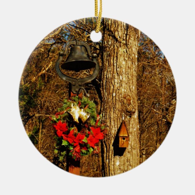 Ornement En Céramique Wreath Old Bells and Birdhouse (Devant)
