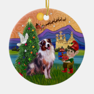 Ornement En Céramique Xmas Fantasy - Merle Australian Shepherd