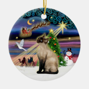Ornement En Céramique Xmas Magic - Siamois Seal Point