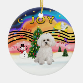 Ornement En Céramique Xmas Music 2 - Bichon Frise 2