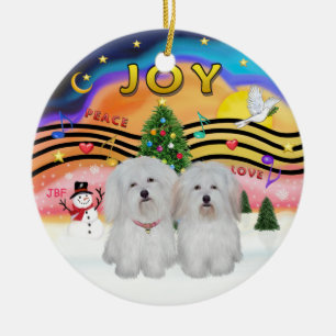 Ornement En Céramique Xmas Music 2 - Coton de Tulear (DEUX)