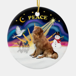 Ornement En Céramique Xmas Sunrise - Retriever de la Nouvelle-Écosse